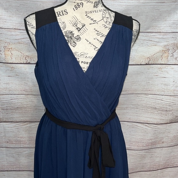 ModCloth Wholly Romantic Dress Midi NWT Sash Size Medium Grecian Navy Blue - Picture 3 of 12
